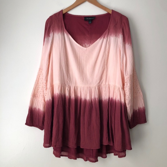 Lane Bryant Women's Dip-Dye Peasant Blouse Top Size 14 - Picture 1 of 12